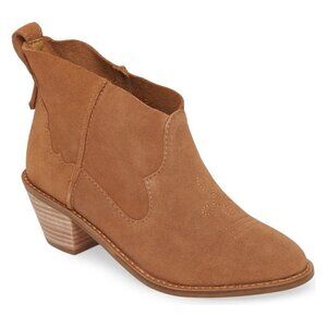 Kelsi Dagger Women's EUC Mocha Suede Kamper Stack Heel Western Ankle Booties 7.5